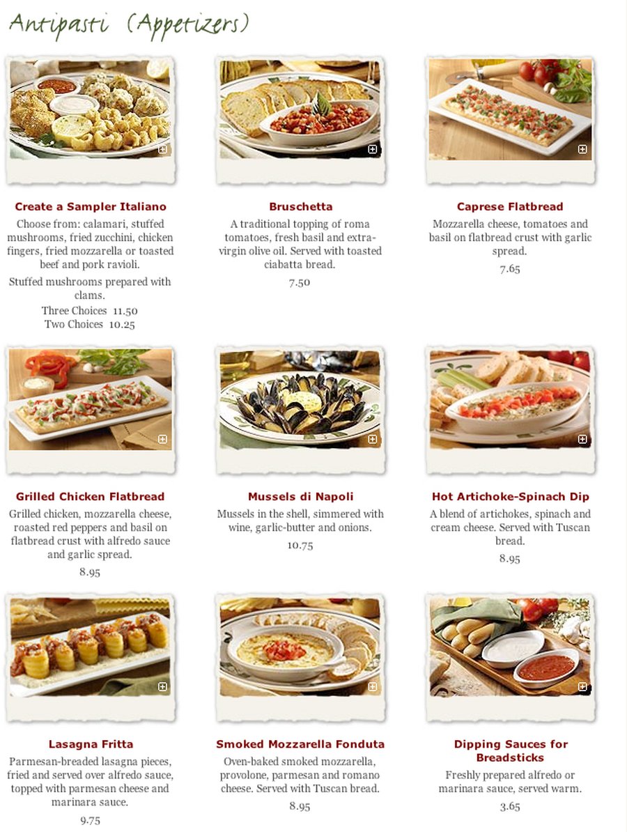 olive garden menu